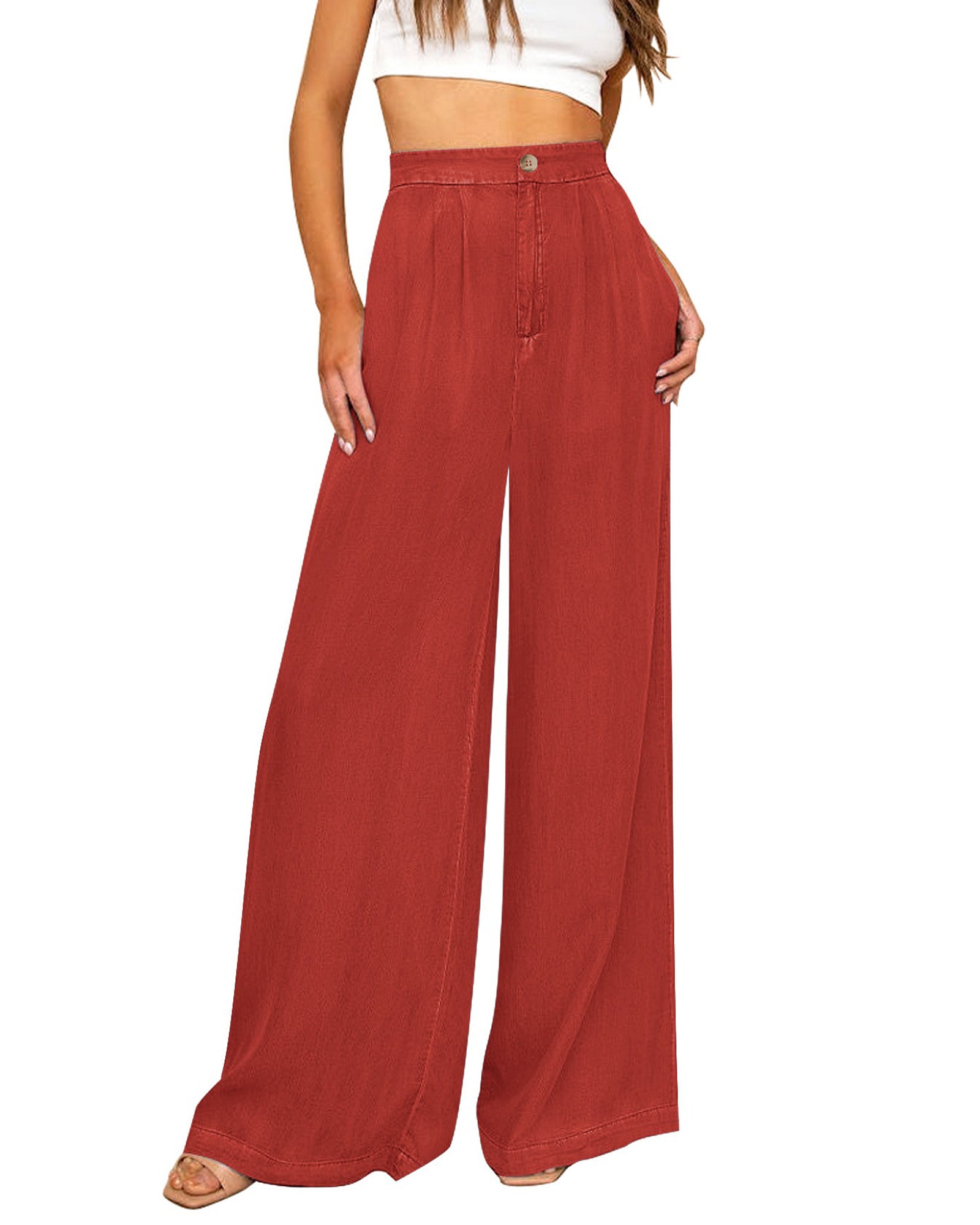 High-Waisted Lightweight Wide-Leg Cover-Up Pants