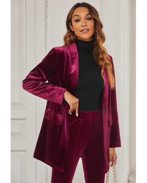 GRAPENT Velvet Blazers Jackets for Women Business Casual Oversized Long Suit Jacket Dressy Cardigan Blazer Work Office