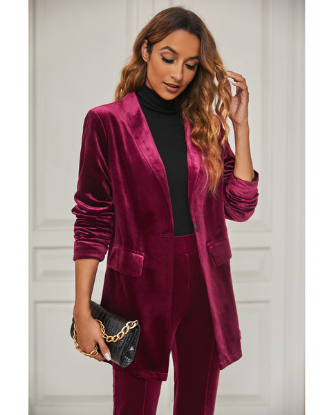 GRAPENT Velvet Blazers Jackets for Women Business Casual Oversized Long Suit Jacket Dressy Cardigan Blazer Work Office