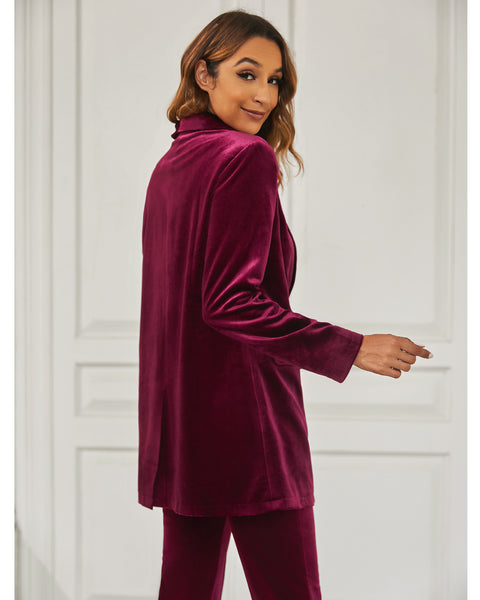 GRAPENT Velvet Blazers Jackets for Women Business Casual Oversized Long Suit Jacket Dressy Cardigan Blazer Work Office