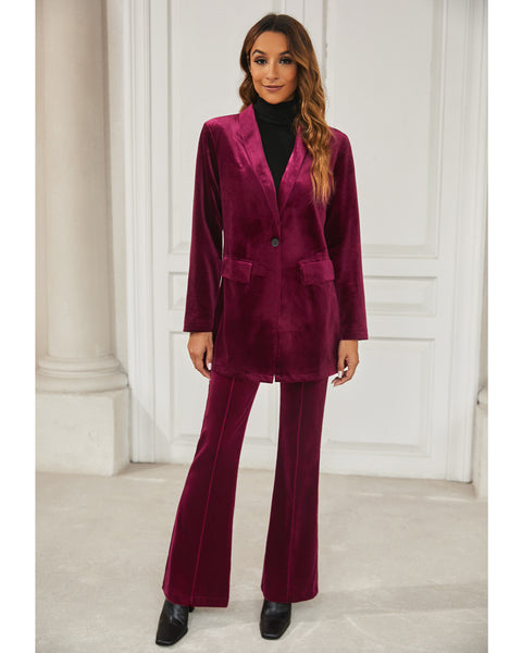 GRAPENT Velvet Blazers Jackets for Women Business Casual Oversized Long Suit Jacket Dressy Cardigan Blazer Work Office