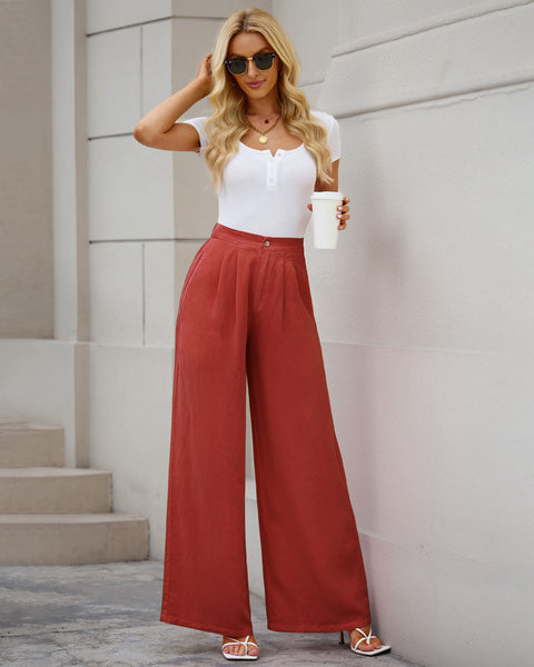 GRAPENT Wide Leg Pants for Women High Waisted Jeans Palazzo Pants Lightweight Summer Beach Flowy Trousers Y2K
