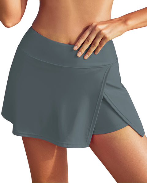 GRAPENT Swim Skirt Bottoms for Women High Waisted Bikini Swimsuit Bottom Side Split Bathing Suit Skirts with Boyshorts