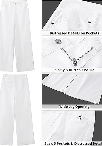 GRAPENT Wide Leg Jeans for Women Trendy High Waisted Stretchy Denim Pants 90s Baggy Jeans Trouser Jeans with Pockets