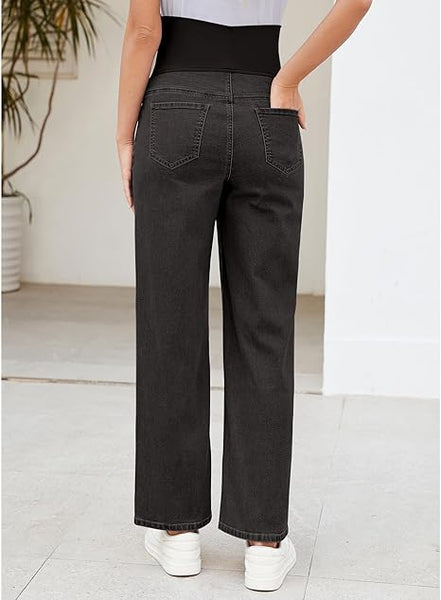 Grapent Women's Patchwork Low Rise Jean Denim 5-pocket Mom Pant Maternity