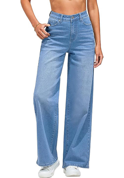 GRAPENT Wide Leg Jeans for Women Trendy High Waisted Stretchy Denim Pants 90s Baggy Jeans Trouser Jeans with Pockets