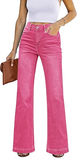 GRAPENT Womens Flare Jeans High Waisted Wide Leg Baggy Jean for Women Stretch Denim Pants