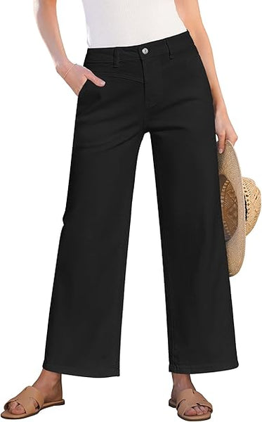 Grapent Women's Cowboy Jean Wide Leg Ankle Vintage Denim Pant Sculpting