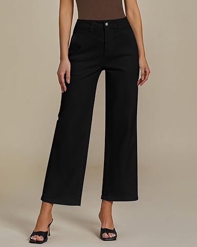 Grapent Women's Cowboy Jean Wide Leg Ankle Vintage Denim Pant Sculpting