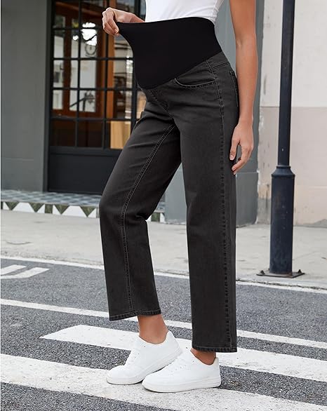 Grapent Women's Patchwork Low Rise Jean Denim 5-pocket Mom Pant Maternity