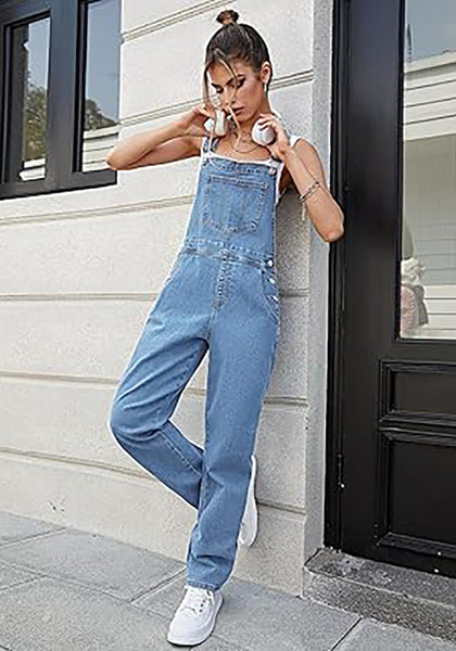 GRAPENT Overalls for Women Loose Fit Jean Denim Bib Jumpsuit Stretch Overall Pants