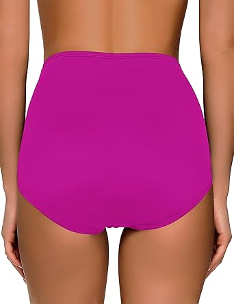 GRAPENT Women's High Waisted Swim Bottom Ruched Bikini Tankini Swimsuit Briefs
