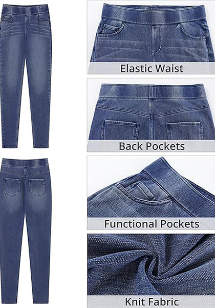 GRAPENT Skinny Jeans for Women Trendy High Waisted Pull On Elastic Waist Soft Stretchy Denim Pants Sweatpant Jeggings
