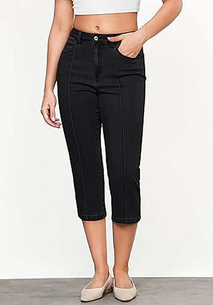 GRAPENT Women's Sculpting Denim Capri Skinny Jean Slim Stretch
