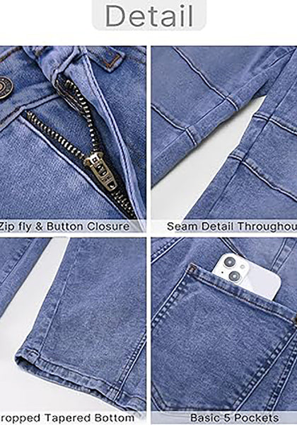 GRAPENT Barrel Jeans for Women Trendy High Waisted Wide Leg Baggy Cropped Relax Fit Stretch Denim Trouser Ankle Pants