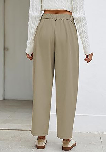 GRAPENT Barrel Pants for Women High Waisted Corduroy Elastic Waist Trendy Loose Casual Fall Trousers Pants with Pockets