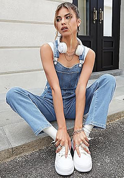 GRAPENT Overalls for Women Loose Fit Jean Denim Bib Jumpsuit Stretch Overall Pants