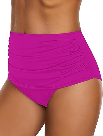 GRAPENT Women's High Waisted Swim Bottom Ruched Bikini Tankini Swimsuit Briefs