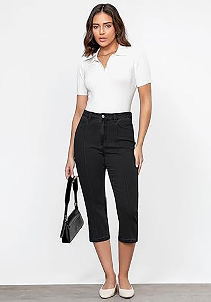 GRAPENT Women's Sculpting Denim Capri Skinny Jean Slim Stretch