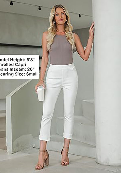 GRAPENT Pull On Jeans for Women High Waisted Skinny Capri Pants Trendy Stretch Denim Cropped Jeans Crop Jeggings Capris