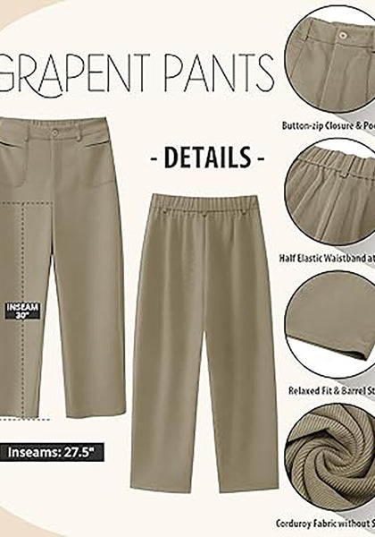 GRAPENT Barrel Pants for Women High Waisted Corduroy Elastic Waist Trendy Loose Casual Fall Trousers Pants with Pockets