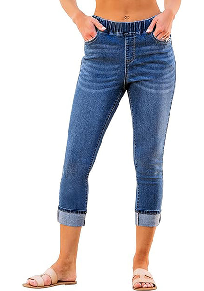 GRAPENT Pull On Jeans for Women High Waisted Skinny Capri Pants Trendy Stretch Denim Cropped Jeans Crop Jeggings Capris