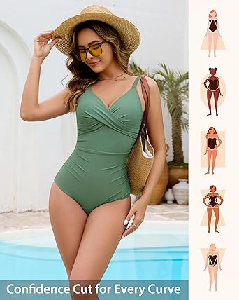 GRAPENT StrapCore One Piece Swimsuit Women Padded Twist Knot Bathing Suits Beach Modest Swimming Suits