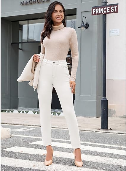 GRAPENT Fleece Lined Jeans for Women Trendy High Waisted Skinny Winter Stretchy Denim Pants Ankle Warm Thermal Jeggings