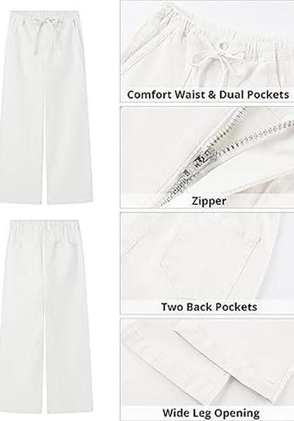 GRAPENT Wide Leg Jeans for Women Trendy High Waisted Drawstring Tie Elastic Waist Stretchy Denim Pants Trouser Jeans