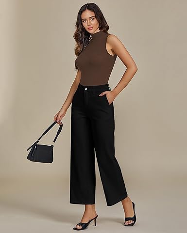 Grapent Women's Cowboy Jean Wide Leg Ankle Vintage Denim Pant Sculpting