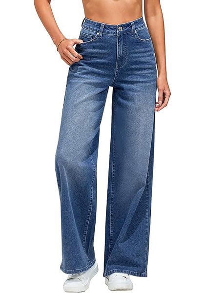 GRAPENT Wide Leg Jeans for Women Trendy High Waisted Stretchy Denim Pants 90s Baggy Jeans Trouser Jeans with Pockets