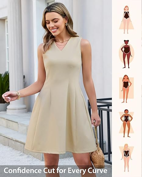 GRAPENT Summer Dresses for Women Elegant Classy Spring A Line Business Casual Work Graduation Cocktail Short Dress 2026