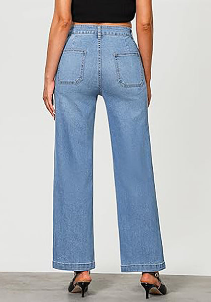 GRAPENT Jeans for Women High Waisted Straight Leg Jeans Stretchy Trendy Wide Leg Denim Pants Jean Trousers Patch Pockets