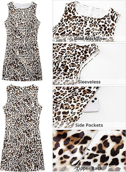 GRAPENT Satin Dress for Women Summer Casual Sleeveless Tank Zip Printed 2026 Cocktail Short Mini Dresses with Pockets