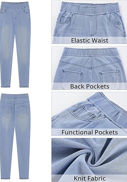 GRAPENT Skinny Jeans for Women Trendy High Waisted Pull On Elastic Waist Soft Stretchy Denim Pants Sweatpant Jeggings