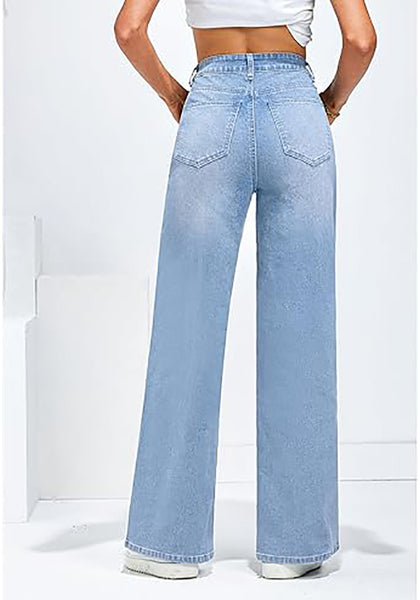 GRAPENT Wide Leg Jeans for Women Trendy High Waisted Stretchy Denim Pants 90s Baggy Jeans Trouser Jeans with Pockets