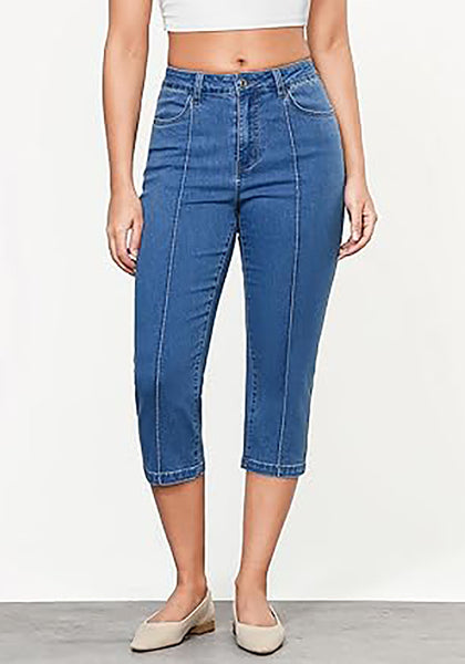 GRAPENT Women's Sculpting Denim Capri Skinny Jean Slim Stretch