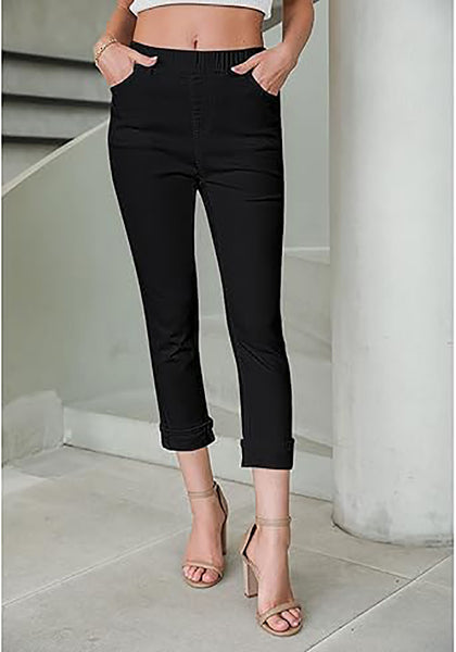 GRAPENT Pull On Jeans for Women High Waisted Skinny Capri Pants Trendy Stretch Denim Cropped Jeans Crop Jeggings Capris