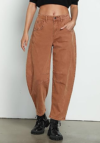 GRAPENT Barrel Jeans for Women Trendy High Waisted Wide Leg Baggy Cropped Relax Fit Stretch Denim Trouser Ankle Pants