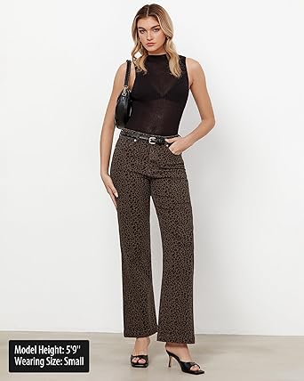 GRAPENT Womens Flare Jeans High Waisted Wide Leg Baggy Jean for Women Stretch Denim Pants