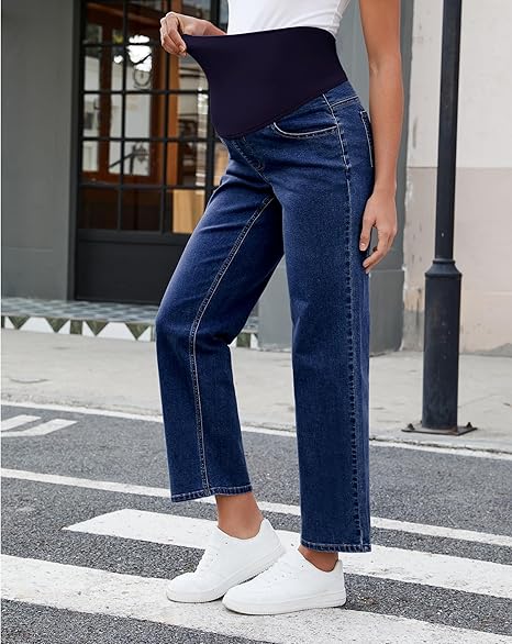 Grapent Women's Patchwork Low Rise Jean Denim 5-pocket Mom Pant Maternity