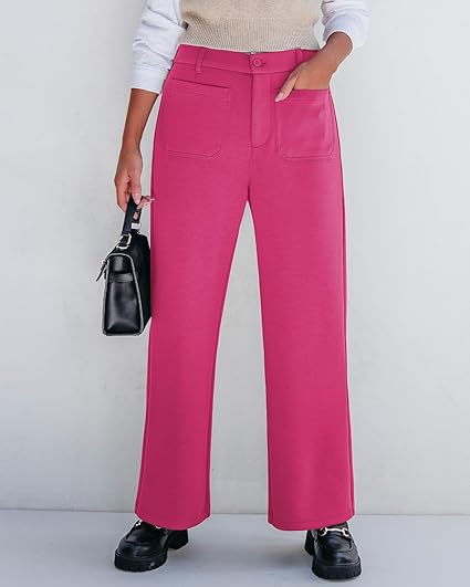 GRAPENT Women's High Waisted Wide Leg Knit Lounge Pant with Pockets