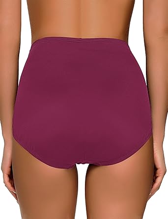 GRAPENT Women's High Waisted Swim Bottom Ruched Bikini Tankini Swimsuit Briefs