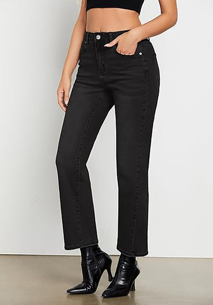 GRAPENT Straight Leg Jeans for Women High Waisted Trendy Ankle Length Forward Seams Stretchy Denim Pants Baggy Jeans