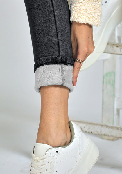 GRAPENT Jeans for Women High Waisted Pull On Fleece Lined Leggings Stretchy Denim Skinny Jeggings Thermal Winter Pants