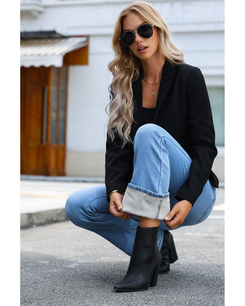 GRAPENT Bootcut Jeans for Women High Waist Stretchy Fleece Lined Pants Flare Jeans Denim Thermal Pants Winter Clothes