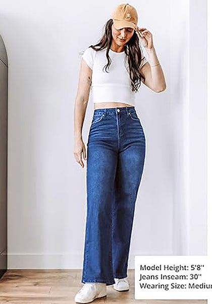 GRAPENT Wide Leg Jeans for Women Trendy High Waisted Stretchy Denim Pants 90s Baggy Jeans Trouser Jeans with Pockets