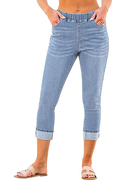 GRAPENT Pull On Jeans for Women High Waisted Skinny Capri Pants Trendy Stretch Denim Cropped Jeans Crop Jeggings Capris