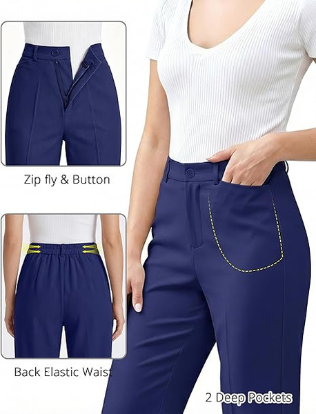 GRAPENT Womens Dress Pants Business Casual Ankle Straight Leg Trousers Elastic Waist Office Work Pants with Pockets