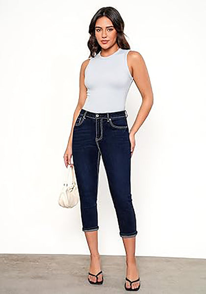 GRAPENT Capris Jeans for Women High Waisted Skinny Stretchy Denim Capri Pants Casual Cropped Jeggings Trousers